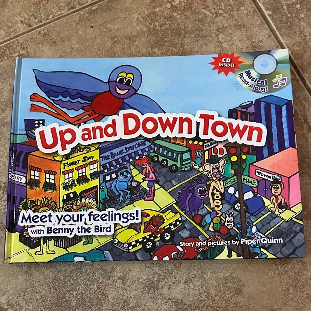 Up and Down Town Meet Your Feelings Benny the Bird Hardcover Book + CD